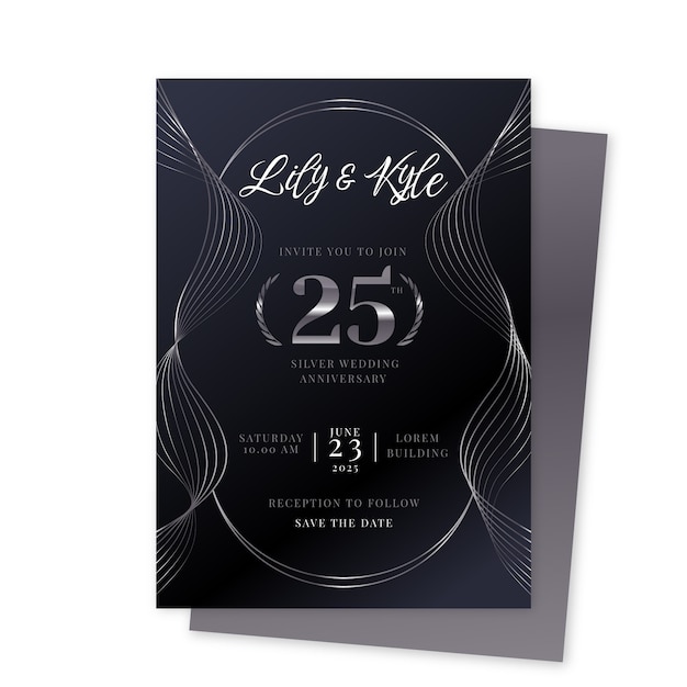 Gradient silver anniversary invitation