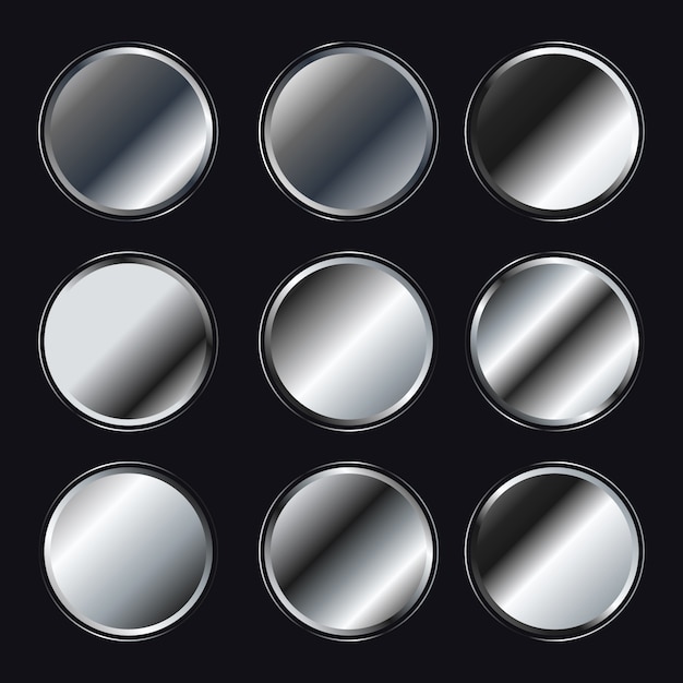 Vector gradient silver elements collection