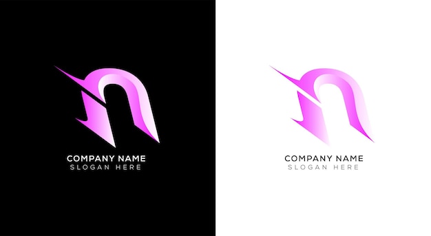 Vector gradient small letter n logo design