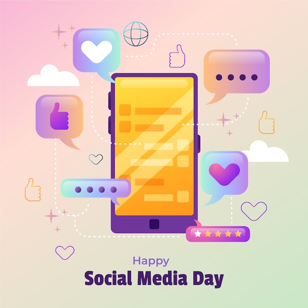 Gradient social media day illustration