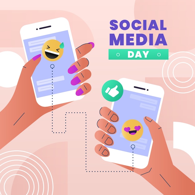 Gradient social media day illustration