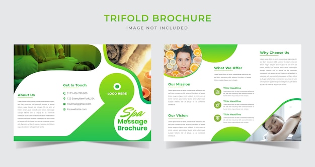 gradient spa message trifold brochure template