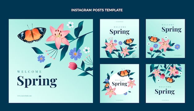 Gradient spring instagram posts collection