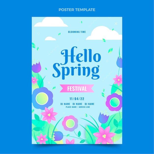 Gradient spring vertical poster template