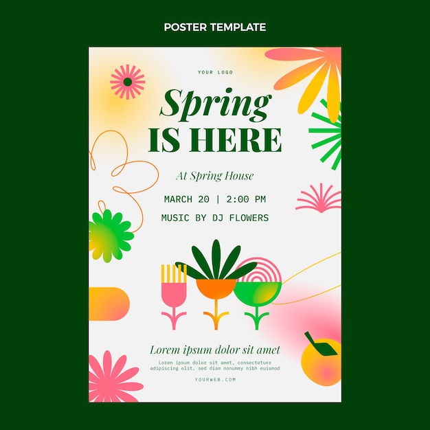 Gradient spring vertical poster template