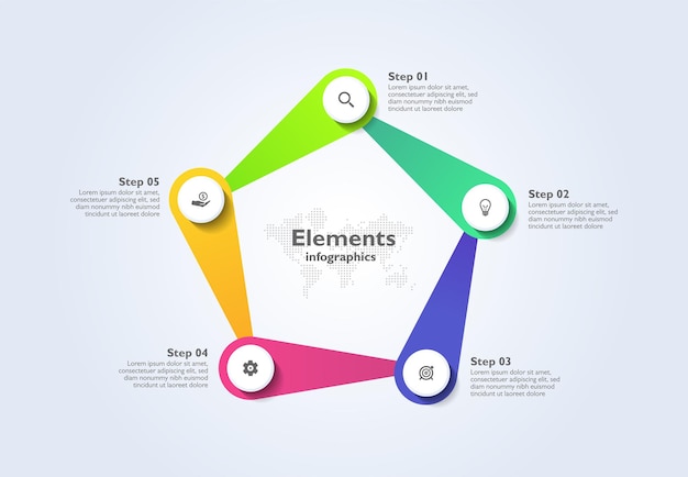 Gradient steps infographics business template elements abstract background design