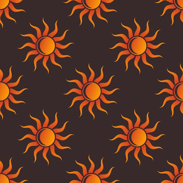 Vector gradient stylized sun icons on brown background vector seamless pattern