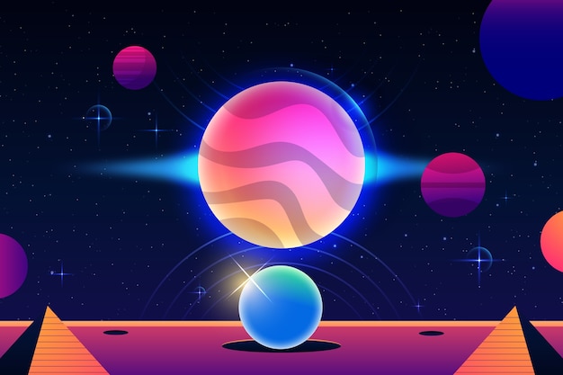 Gradient surrealist galaxy illustration