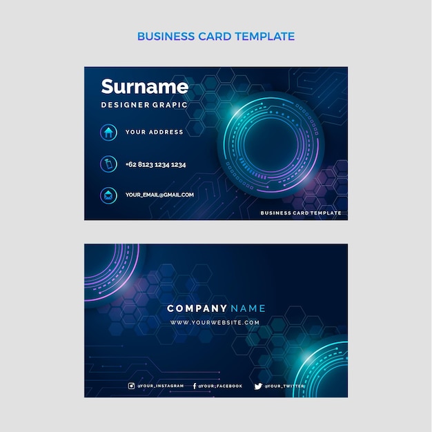 Gradient technology horizontal business card