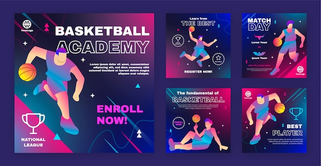 Gradient texture basketball instagram posts