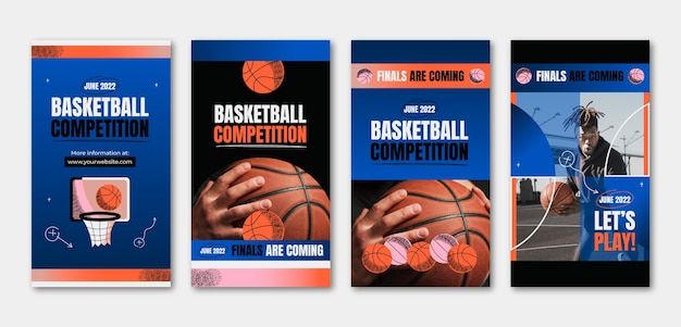 Vector gradient texture basketball instagram stories