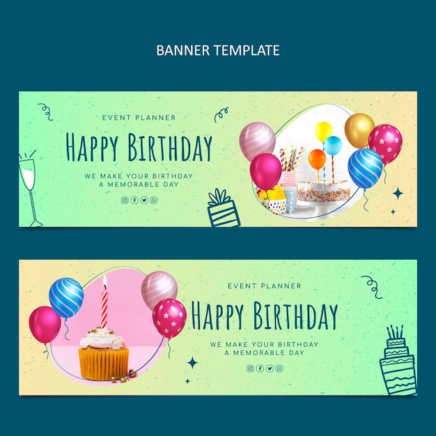 Vector gradient texture birthday banners