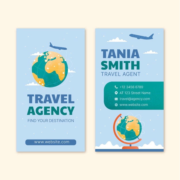 Gradient texture travel agency business card