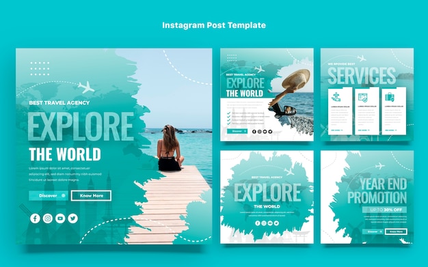 Vector gradient texture travel agency instagram posts