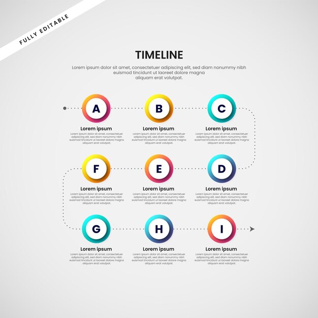 Vector gradient timeline infographic template