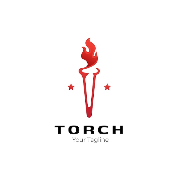 Gradient torch and fire logo design template