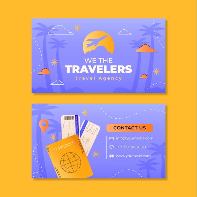 Gradient travel agency horizontal business card template