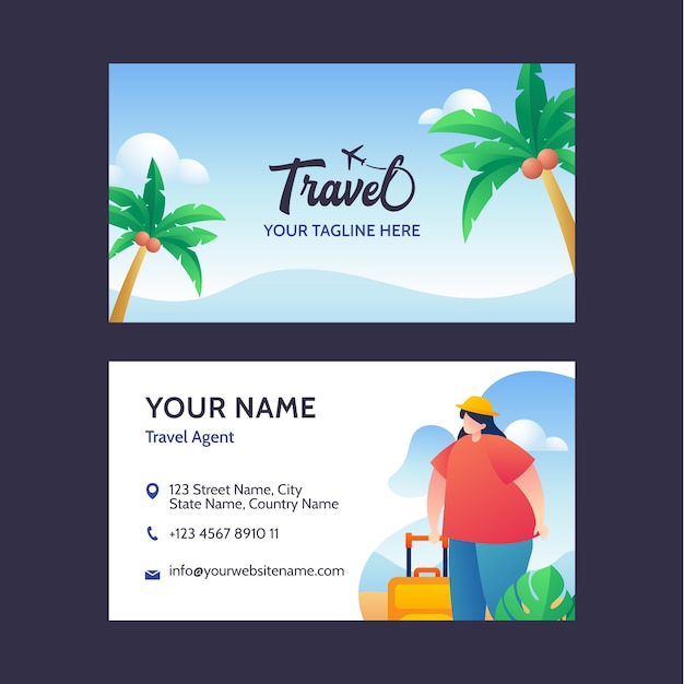 Gradient travel agency horizontal business card