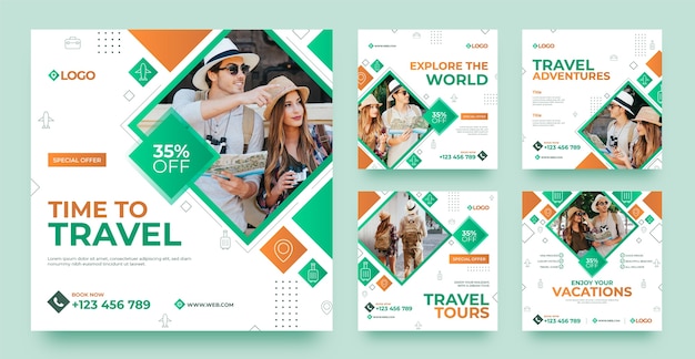 Gradient travel agency template design