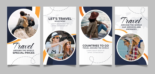 Gradient travel concept instagram stories template