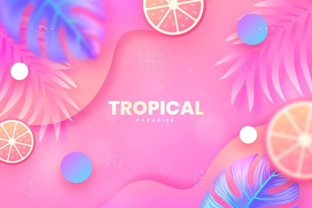 Gradient tropical summer background with vegetation