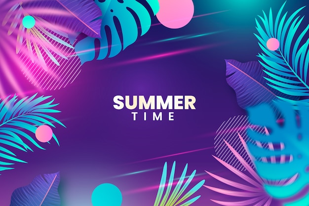 Gradient tropical summer background with vegetation