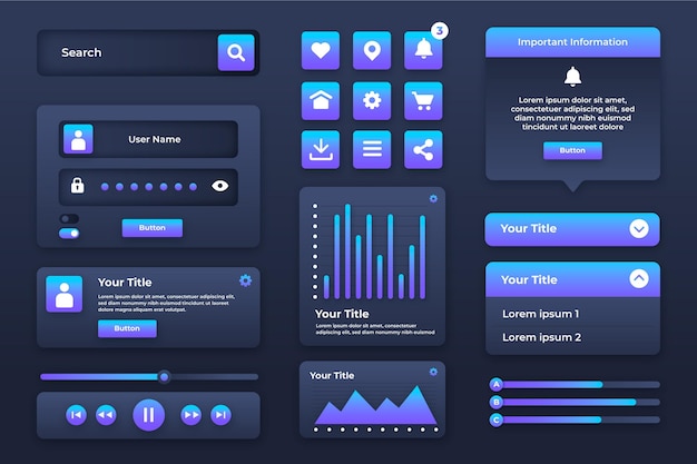 Gradient ui/ux elements collection