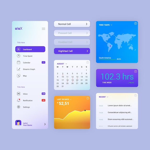 Gradient ui/ux elements collection