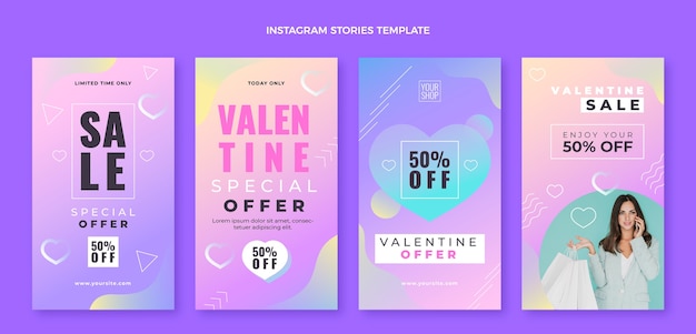 Gradient valentine's day instagram stories collection