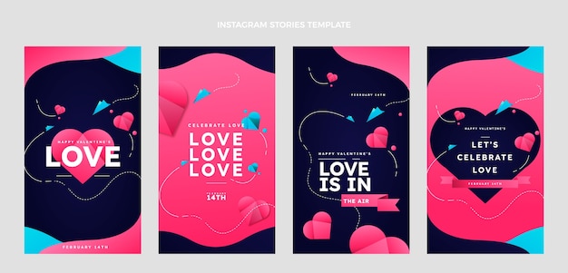 Gradient valentine's day instagram stories collection