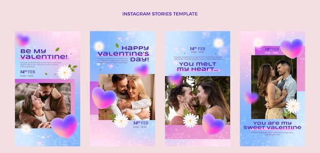 Gradient valentine's day instagram stories collection