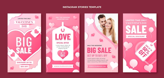 Gradient valentine's day instagram stories collection