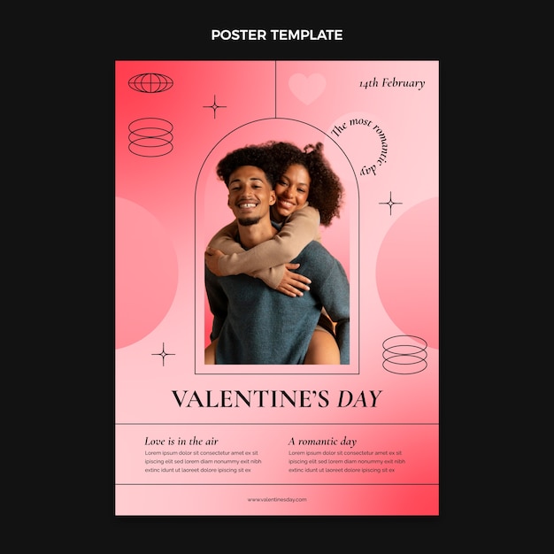 Gradient valentine's day vertical poster template