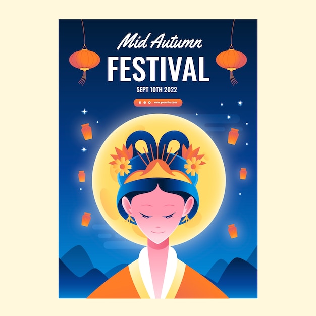 Gradient vertical poster template for mid-autumn festival celebration