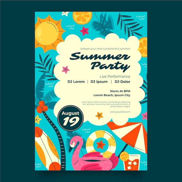 Gradient vertical poster template for summer season