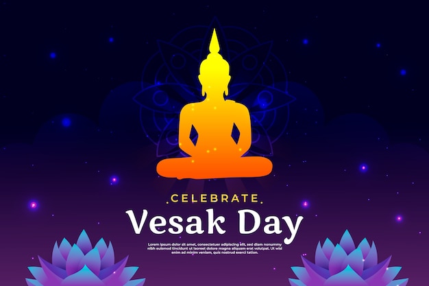 Gradient vesak day background with buddha silhouette