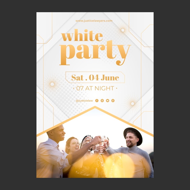 Gradient white party poster template