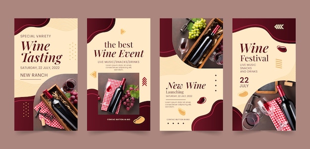 Vector gradient wine party instagram stories