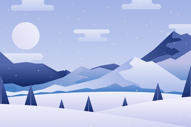 Vector gradient winter landscape