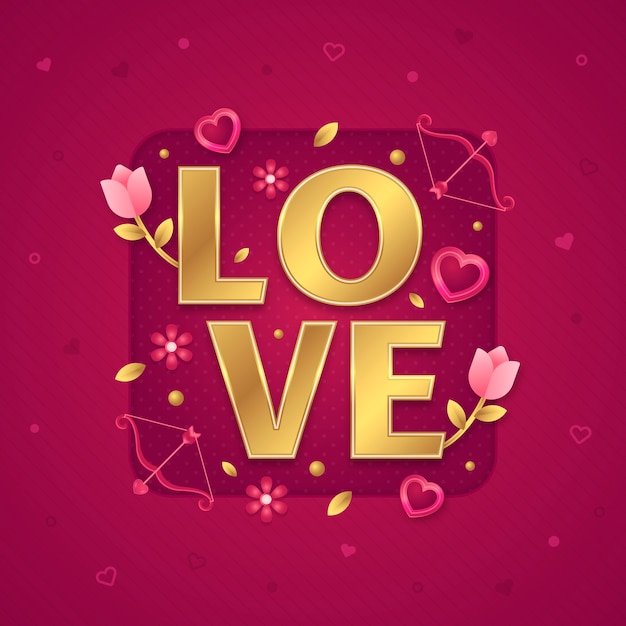 Gradient word love illustration for valentine's day