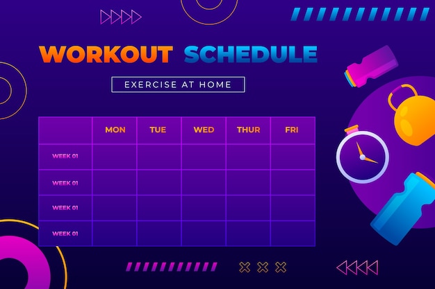 Gradient workout routine schedule template