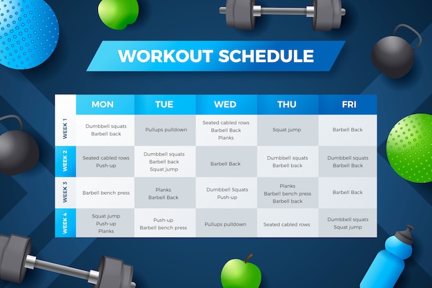 Gradient workout routine schedule template