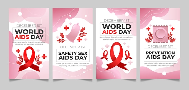 Gradient world aids day instagram stories collection