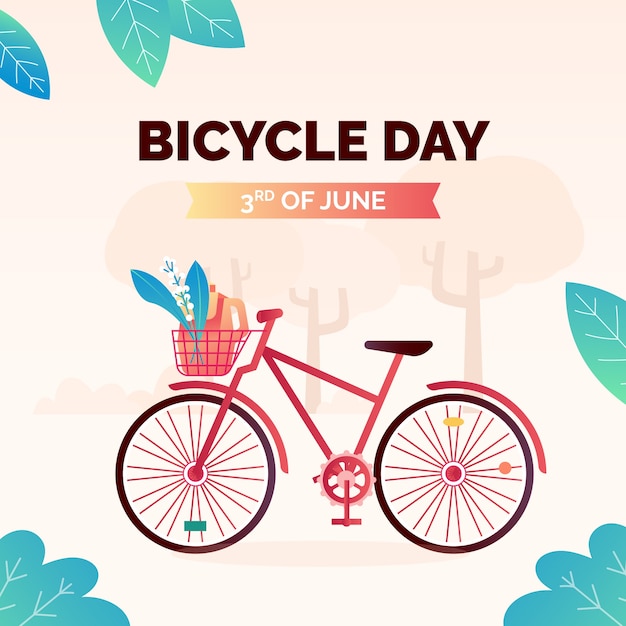 Gradient world bicycle day illustration