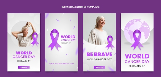 Gradient world cancer day instagram stories collection