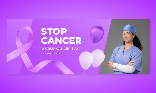 Gradient world cancer day social media cover template