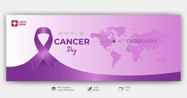 Vector gradient world cancer day social media post banner background collection against cancer