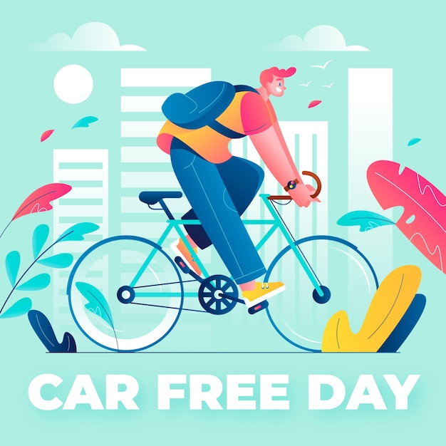 Gradient world car free day illustration