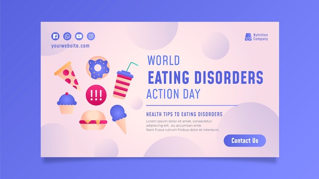 Gradient world eating disorders action day banner set