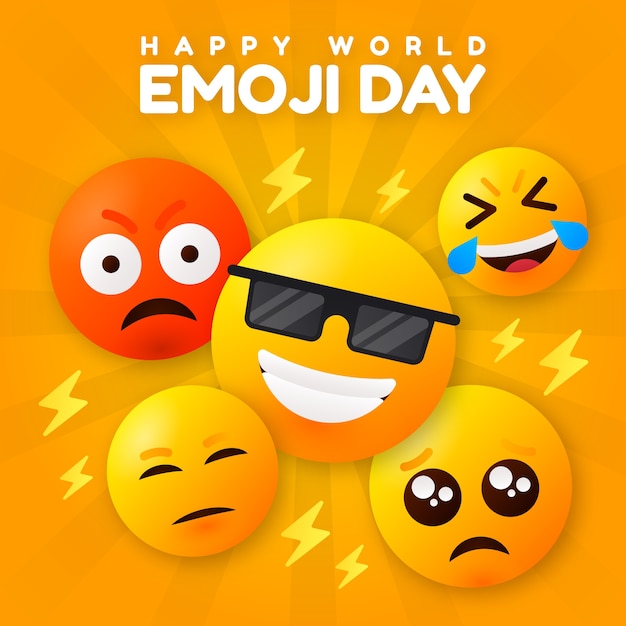 Gradient world emoji day illustration